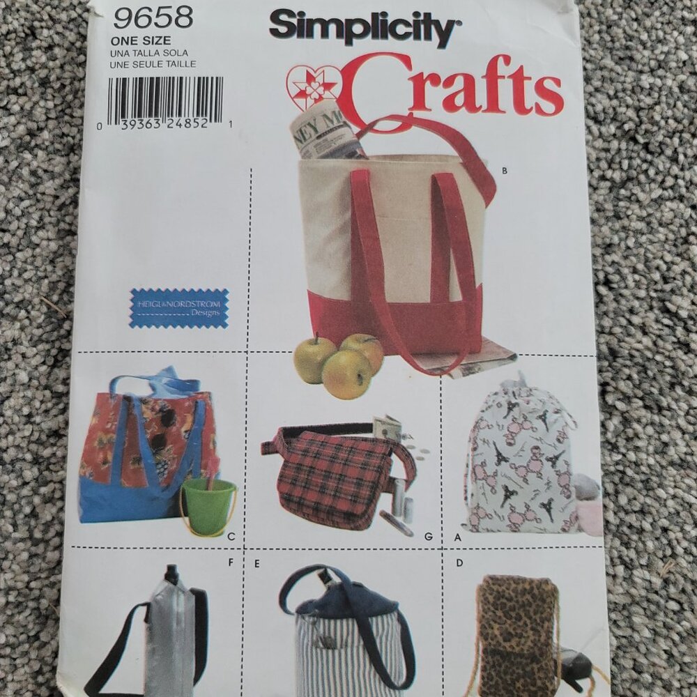 **Bundle Only*** Simplicity Crafts Bag Pattern #9658 New Uncut